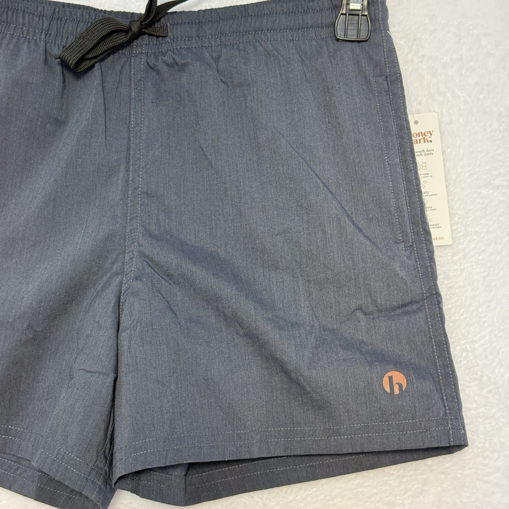 NWT Honey Mark. 11/12 Boys Cori Gray Blue Swim Trunks Shorts Resort Summer Aloha